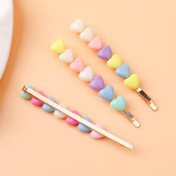 Pastel Hearts Hair Clips - Picture 4 of 5